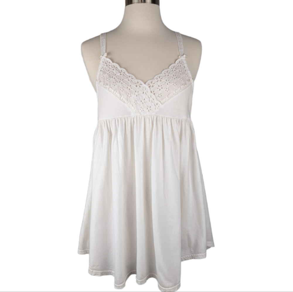 Victoria's Secret White Cotton Eyelet Babydoll Chemise S